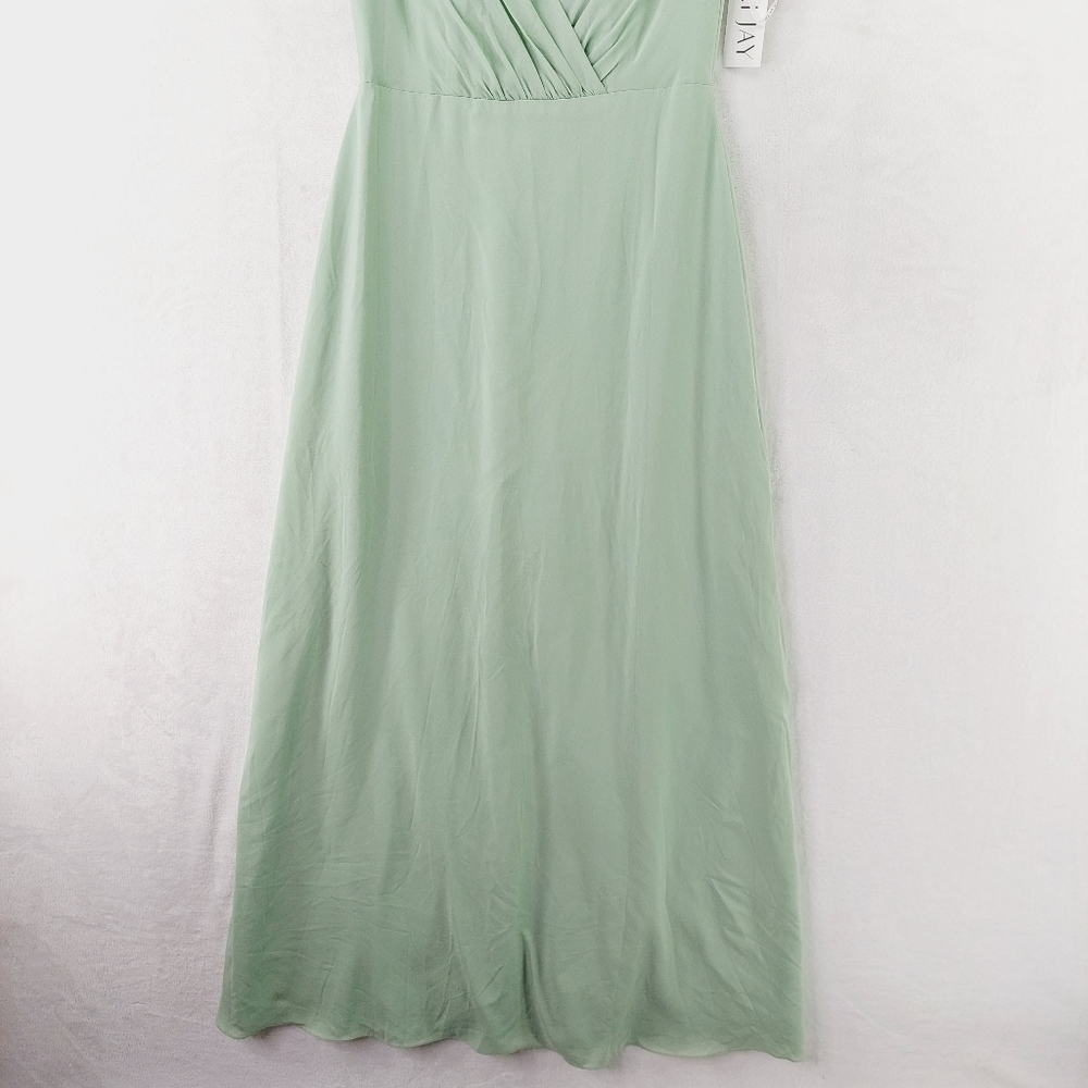 NEW Bari Jay V-neck Bodice Flutter Sleeves Ruching Waistline Maxi Dress P2807 - Picture 4 of 10